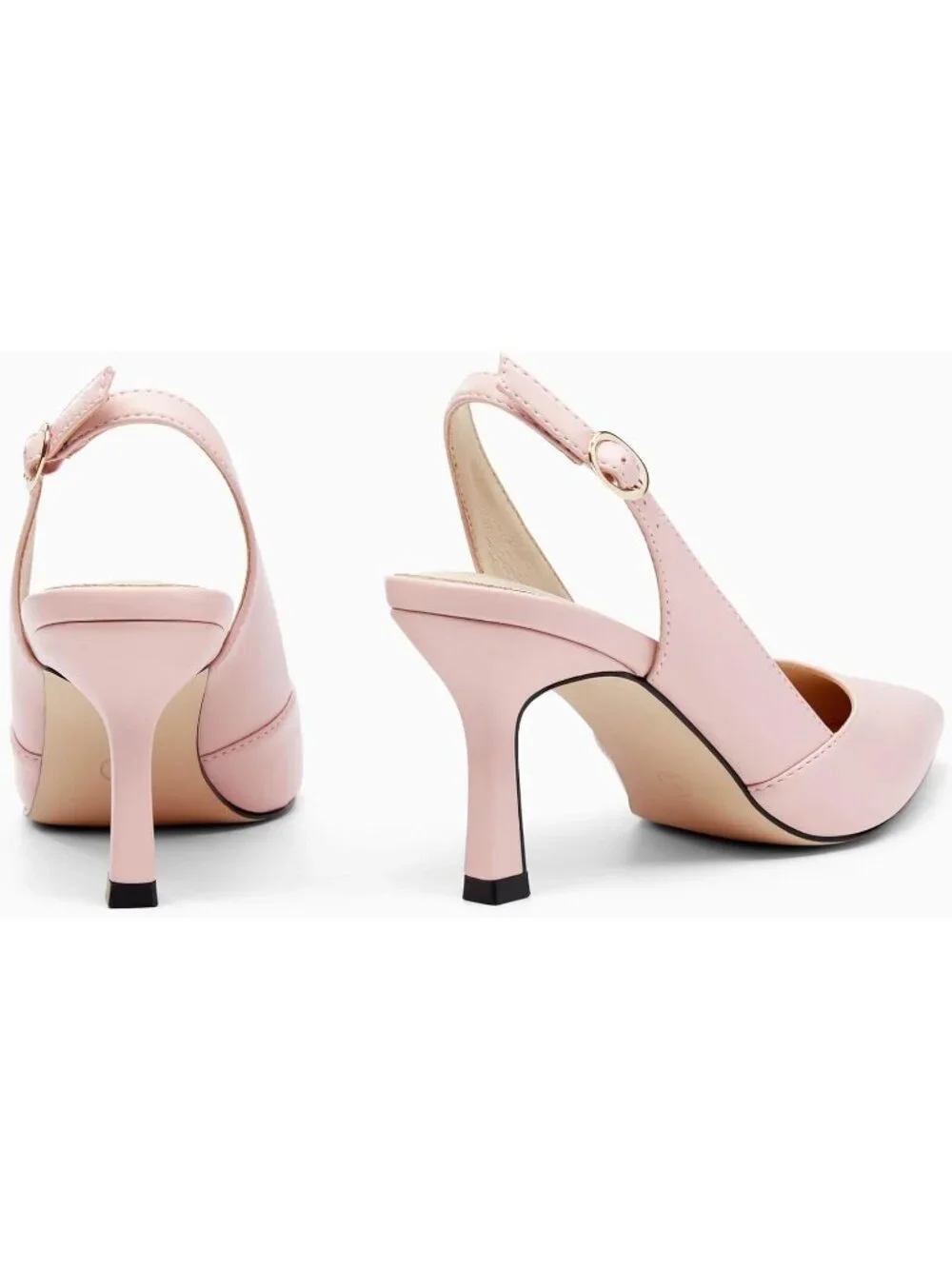 Women's Pink Pu Slingback Kitten Heel Closed Pointed Toe Party Dress Pumps Shoes